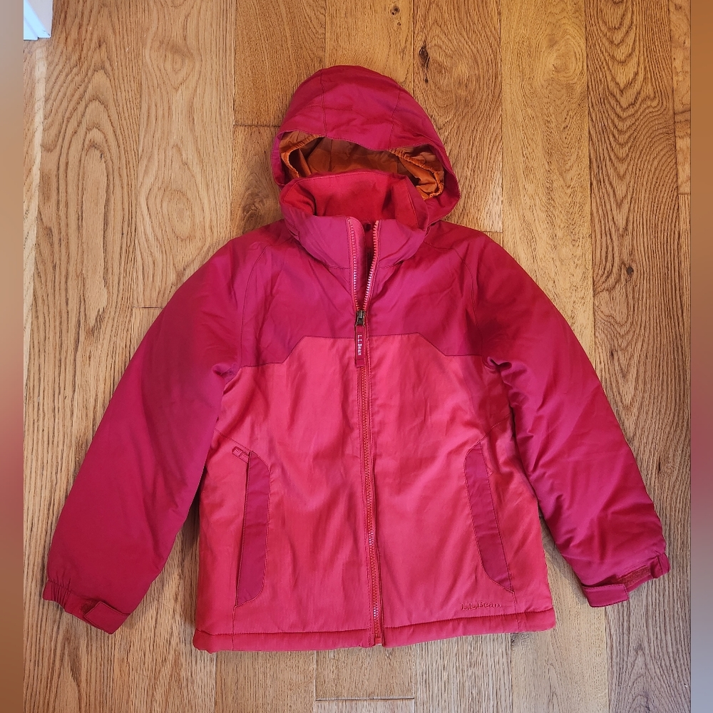 Boys L. L. Bean Snow Coat Red Orange sz 6/7 Winter Fall Rain Jacket Windbreaker